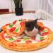 Fld Pizza Pattern Pet Cat 20.8" Round Bed Mats and 15.7" Blanket 2 pcs Set Creative Pets Supplies pisha1