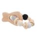 KOMBIUDA Chew Toys Silicone Baby Toys Wooden Teether Maracas Musical Instruments Baby Teethers Wooden Baby Toys 0-6 Months Teethers for Babies 0-6 Months Molar Tuner Beech Baby Animal Toy