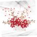 HAPINARY Handmade Comb Hair Insert Comb Bridal Headpiece Flower Hair Combs Wedding Side Comb Wedding Hair Combs Pearl Comb Clip Crystal Headpiece Tiara Red Hanfu Bride Headgear - Buy Online on SooperMarket.com