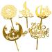 Eid Mubarak Cake Toppers Golden Ramadan Cake Topper Acrylic Moon Cake Topper for Islamic Muslim Festival Decorations