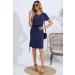 Sosolism Maternity Nursing Dress - 4 in 1, Short Sleeve, Side Drawstring, Dark Blue - Women's Breastfeeding Top - Buy Online on SooperMarket.com