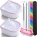 Nail Soaking Bowl, Borogo 2PCS Soak Off Gel Polish Dip Powder Remover Manicure Bowl for Acrylic Nails, Nail Brush, Cuticle Pusher, Cuticle Peeler, 100/180 Nail File, Buffer Block Pink