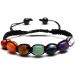 Amethyst Rough Stone 7 Chakra Stone Yoga Bracelet Reiki Healing Crystal Natural Amethyst Gemstone Jewelry Braided Rope Bracelets For Women Girl Gift Natural Crystal 7 Chakra