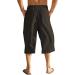 COOFANDY Men Cotton Linen Capri Pants - Drawstring Baggy Harem Yoga Beach Pants, Dark Brown - Buy Online on SooperMarket.com