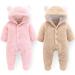 Newborn Baby Cartoon Bear Snowsuit Winter Coat Fleece Hooded Romper Jumpsuit 0-3 Months - Pink - Buy Online on SooperMarket.com