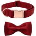 Lionet Paw's dog collar with fly - comfortable silk christmas dog collar with removable fly for medium dogs neck 34-55cm (1 Pack) red