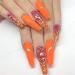 Sethexy long shiny wrong nail sparkle ballerina orange false fingernail coffin bling press on nails 20st acrylic art nail tips for women and girls