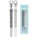 Kowlone pacifier chain young girls silicone frog dummy clips pacifier strap pacifier chains pacifier clips holder for baby shower 2-pack (gray)