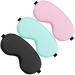WLLHYF 3 Pcs Silk Sleep Mask Soft Smooth Eye Cover Satin Blindfold Elastic Strap Night Blocking Out Light Eyeshade Adjustable Travel Nap Sleep Eye Mask for Women Men (Black Pink Blue)
