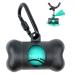 YUCHIYA Dog Poop Pickup Bags Holder Dispenser with Standard-Sized Leak-Proof Scented Doggy Waste Bags and Carabiner Hook and Loop Fastener Never Loose on Leash Lead Again Black 1 Holder 15 Bags