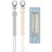 Kowlone Dummy Clips Boys Girls Koala Bear Silicone Soother Pacifier Chain Flexible Binky Holder Set with Texture for Teething Baby Dummies 1-Piece Design(Grey Beige) A: Beige Dim Grey