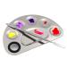 Stainless Steel 5-well Makeup Palette Artist Mixing Palette with Spatula for Cosmetic Blending (Semicircle)