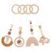 KESYOO 4Pcs Hanging Baby Wooden Toys Baby Play Gym Toys Wood Teether Rings Baby Activity Nursing Game Gym Rattle Pendant Toy Newborn Crib Toy Sense Sensory Toys Light Brown