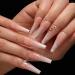 Brishow Coffin Artificial Nails Long False Nails Gradient Ballerina Acrylic Press on Nails 24pcs for Women and Girls (b)