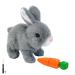 Woeau Rabbit Toys for Kids- Rabbit Toy with Carrot Funny Plush Stuffed Bunny Toy with Sounds and Movements Electronic Pets Walking and Talking Bunny Toy (Grey)