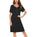 Irdcomps Women's Maternity Nursing Nightdress - Short Sleeve Button Nightgown for Pregnancy - Black XL - Buy Online on SooperMarket.com