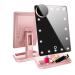 Hansong Vanity Makeup Mirror with Lights Bluetooth Lighted Mirror with 20 LEDs  Touch Screen Wireless Audio Speaker Detachable 10x Magnification Rechargeable Power Rose Gold
