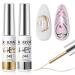 RARJSM Metallic Gel Liner Nail Art Silver Bronze Gold 2pcs Set Mirror Chrome 3D Effect Gel Nail Polish 8ml Build in Thin Brush Metal Painted Drawing Stripper Gel Polish Curing Requires for Home Salon Metallic Silver Bronze Gold