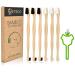 Dog toothbrushes with faecal bag holder 1 pack pet bamboo toothbrush double-sided small and large head toothbrushes for dogs and cats biodegradable environmentally friendly black and white