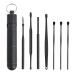 Palarn 7pcs Innovative Spring Ear Wax Cleaner Tool Set Stainless Steel Ear Cleansing Tool Ear Curette Earwax Removal Kit with Storage Box (Black)