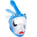 Full Face Snorkel Mask for Kids, Kids Snorkeling Set 180 Degree Panoramic View, Safe Anti-Leak Anti-Fog, Foldable Dry Top Snorkeling Gear for Kids Adult Blue