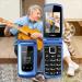 CHAKEYAKE 2G Unlocked Flip Phone for Elderly with SOS Button, Large Buttons, and Charging Cradle - Blue - Buy Online on SooperMarket.com