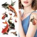Oottati Waterproof Tattoo Stickers - 2 Sheets, 3D Red Black Koi Carp Fish Design - Long Lasting and Realistic Look - 3D-029 - Buy Online on SooperMarket.com