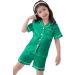SWOMOG Kids Silk Pyjamas Set - Short Sleeve Button-Down Satin PJs for Boys and Girls | Emerald Green | Ages 4-16 - Buy Online on SooperMarket.com