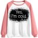 oelaio Yes I'm Cold Me 24:7 Sweatshirt Women Funny Letter Print Pullover Raglan Crewneck Long Sleeve Tops Loose Lightweight Watermelon Red - Buy Online on SooperMarket.com