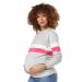 HAPPY MAMA Women's Maternity Nursing Zipped Sweatshirt Striped Jumper 1110 16 Grey Melange