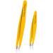 Tweezers Set - Professional Stainless Steel Yellow - Includes CASE and Ebook - Best Surgical Grade for Eyebrow pluckers Ingrown Hair Nose Hair and Splinters
