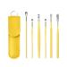 HEIMEABI Innovative Spring Earwax Cleaner Tool Set 6Pcs 360 Spiral Design Earwax Removal Tools Ear Wax Removal Kit Ear Cleaning Kit with Storage Bag Self Care Gifts (Yellow One Size) Yellow One Size
