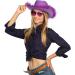 Funcredible Purple Cowgirl Hat with Glasses | Western Rodeo Costume Accessories for Women, Girls, and Kids - Buy Online on SooperMarket.com