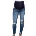 Spritumn-Home Maternity Jeans for Women UK Pregnant Women Jeans Fashion Solid Blue Maternity Trousers Skinny Slim Fit Ripped Jeans Pregnant Over The Bump Vintage Stretch Denim Leggings M Blue