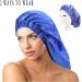 LadayPoa 2 Pcs Long Satin Sleep Cap for Women - Black+Blue | Silky Bonnet for Curly Hair Protection - Buy Online on SooperMarket.com