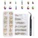 Brensty Nail Art Set Irregular Crystal Diamond Round Rhinestones Flat Bottom Curved Black Tweezer Nipper Wax Dotting Pen Tools