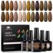 Gel Nail Polish Set, 12 Colors Nude Brown Fall Winter Gel Nail Polish Kit, Soak Off UV/LED Gel Polish Kit for Nail Manicure Salon DIY at Home Gifts for Women 8ml-0.28FL.OZ