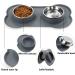 Stainless Steel Double Pet Feeder Bowls with Non-Skid Silicone Mat - Set of 2 Bowls for Dogs and Cats - Small-Medium Size - Grey - Buy Online on SooperMarket.com