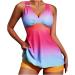 TUNUSKAT Women's Gradient Tankini Bathing Suit - V-Neck Wrap Swimsuit with Boxer Pants - X-Large, Pink - Buy Online on SooperMarket.com