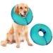 MUKSIRON Inflatable Dog Cone Collar,Dog Cone Alternative After Surgery, Adjustable Soft Protective Recovery Collar for Small/Medium/Large Dog and Cats to Prevent from Biting & Scratching Large(Pack of 1) Green-Blue