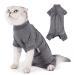 HEYWEAN Cat Recovery Suit After Surgery E-Collar Alternative Pet Medical Surgical Shirt Breathable Home Long Sleeve Cat Clothing L (Pack of 1) Grey