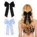 2 Pack Bow Hair Clips Black Hair Bows for Women Girls Large Bow Clips Hair Barrette Hair Accessories(Black Blue)