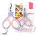 EooCoo Dog & Cat Pets Nail Clippers with Safety Lock S Pink+Purple