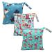 HOTLIKE Wet Bag Dry Wet Bag 3 PCS Nappy Bag for Cloth Diapers Travel Bag Organiser Waterproof Reusable Produce Bags with Handle and Zipper Pocket Wet Suit Bag for Trip Beach Daycare Gym (Blue)