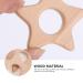 ABOOFAN 5pcs Wooden Star Teething Rings for Babies - Khaki | Baby Chew Toy with Silicone Teether | 5.5x5.5cm - Buy Online on SooperMarket.com