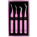 Set of 4 M Lash Tweezers | Professional Japanese Steel | Eyelash Extensions Supplies (Pink) - Buy Online on SooperMarket.com