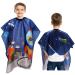 Ccbeauty hairdressing slope Children's haircut with adjustable snap closure space pattern hair cutting cap capaor slope waterproof hair cutting hairdresser standing apron for toddlers blue