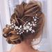 Unicra Wedding Hair Vine Silver Hair Jewelry Wedding Rhinestone Flower Headpiece Pearls Bridal Hair Accessories for Bridesmaid and Women
