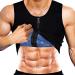 Yokald men's sauna sweat vest zipper suit polymer corset fitness shapewear compression waist trainer top body former for workout black 3xl