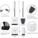 Fowooyeen Silicone Toilet Brush with Stainless Steel Handle - White Toilet Cleaning Brush Set with Ventilated Holder - 1 Pack - Buy Online on SooperMarket.com